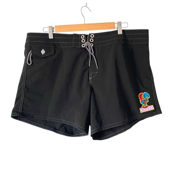 Bird well Beach Britches Black Board shorts Kauai patch size 16 - Picture 1 of 7